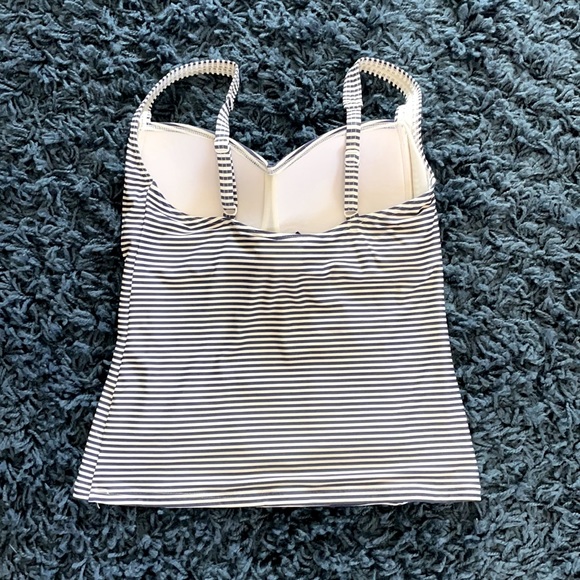 Swimsuit top padded Sz L Blue/White striped - Picture 2 of 4
